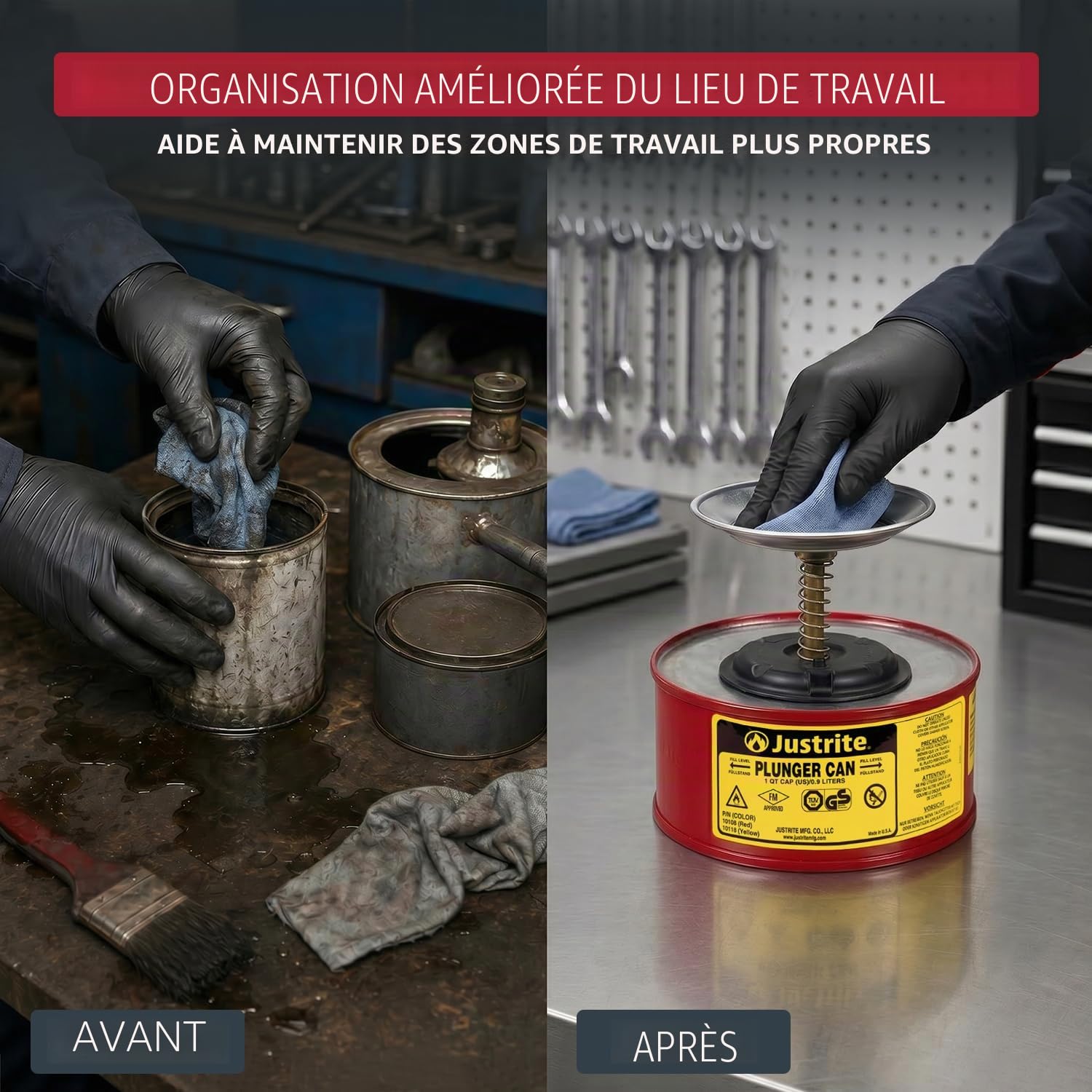Tampons Transparents Design Piston Peut en Acier avec Dasher de 128mm, 1 L, Rouge