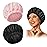 Reusable Shower Cap for Women, Large Waterproof Shower Essentials Bonnet Washable Elastic Band Bath Hair Wrap Hat for Long Hair, Braids(Pink&Black)
