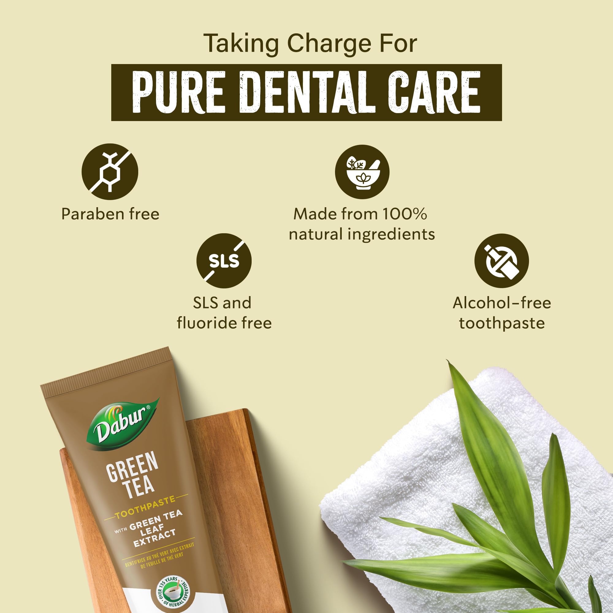 Dentifrice Dabur Green Tea - 100 Ml, Au Thé Vert, Usage Quotidien