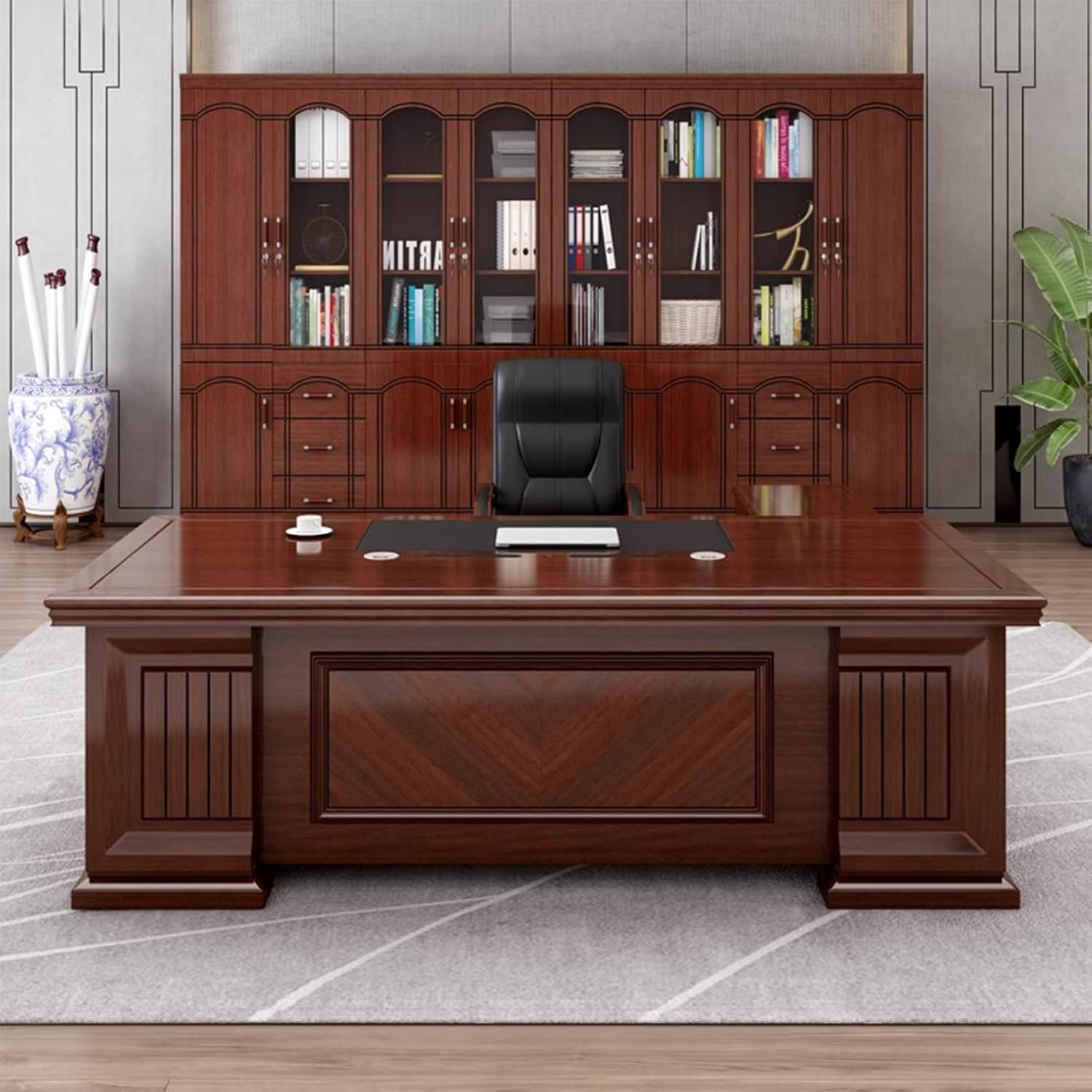 HONGYISHI 94.4”Executive Desk, Large Office Computer Desk