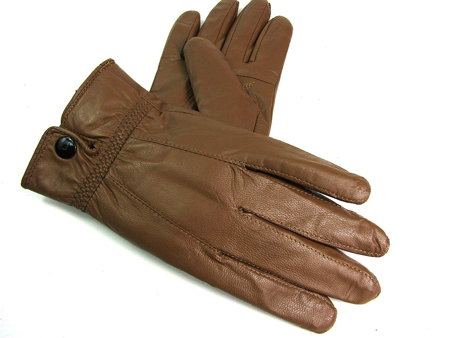 Emporium Leather Women's Brown Leather Gloves Fully Lined (Small, )