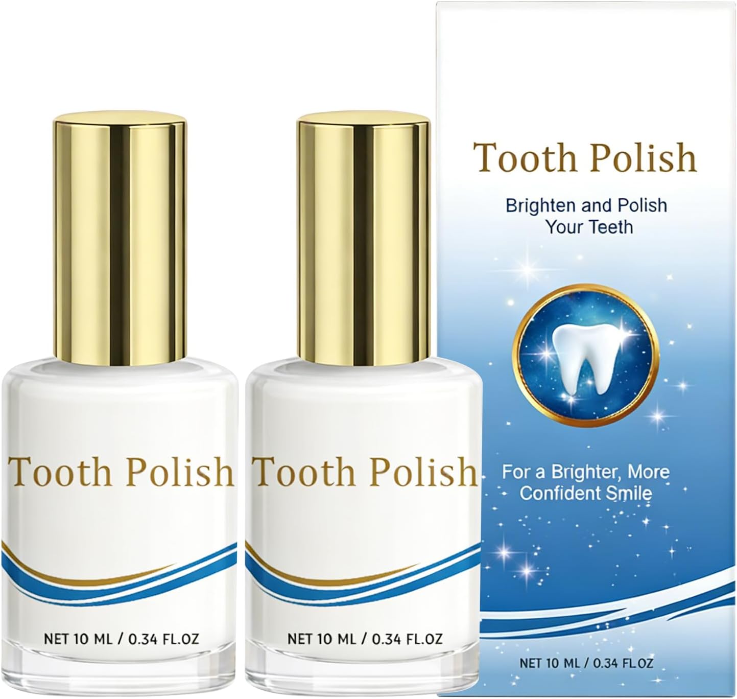 Tooth Polish, 10ml Teeth Whitening Paint, Teeth Paint for Tooth Whitening, Stain Removal and Fresh Breath, Regain Confident Smile (2PCS)