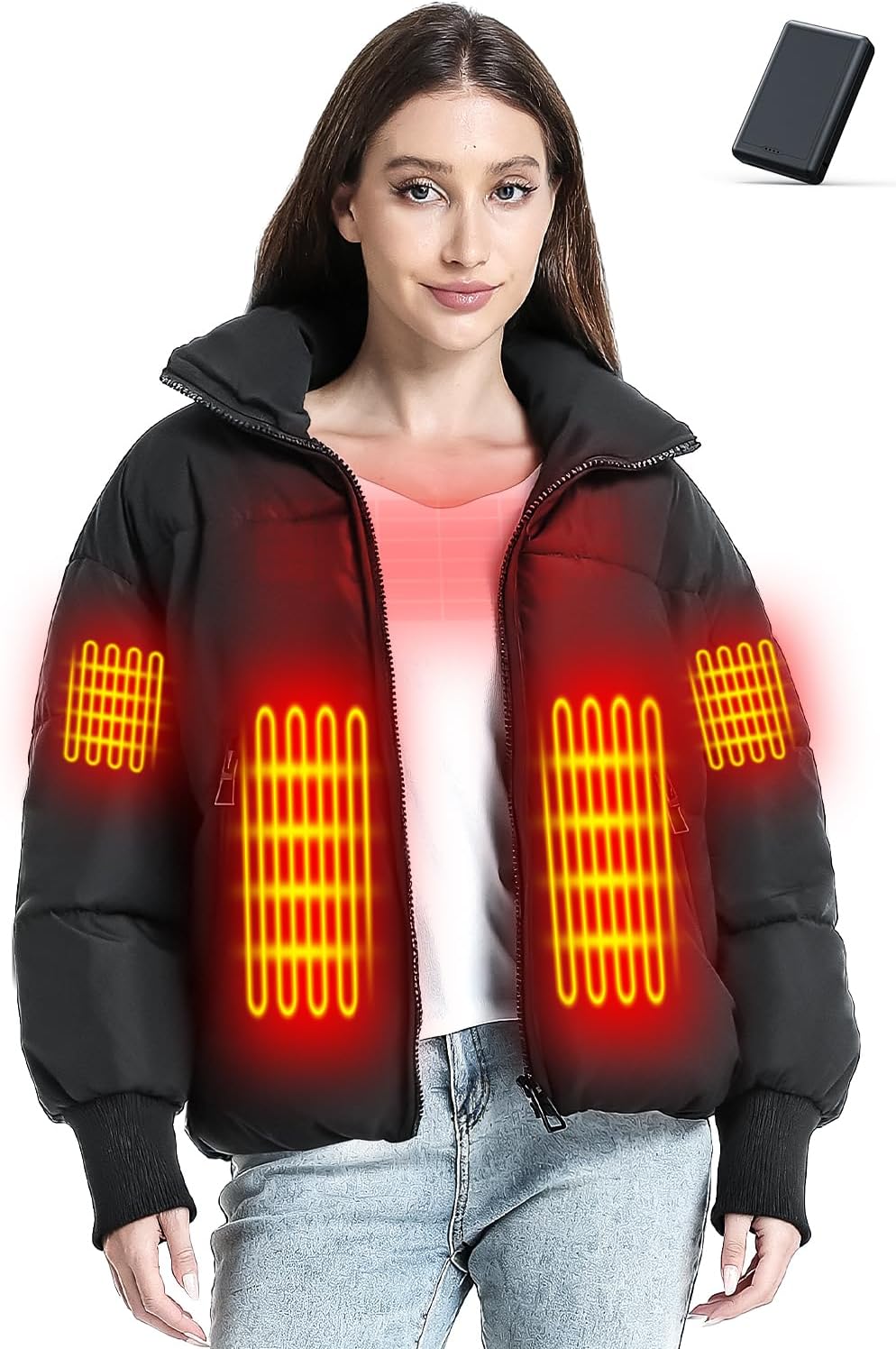 Heated Jackets for Women with 16000mAh Battery, Winter Heated Coat with 6 Heating Zones