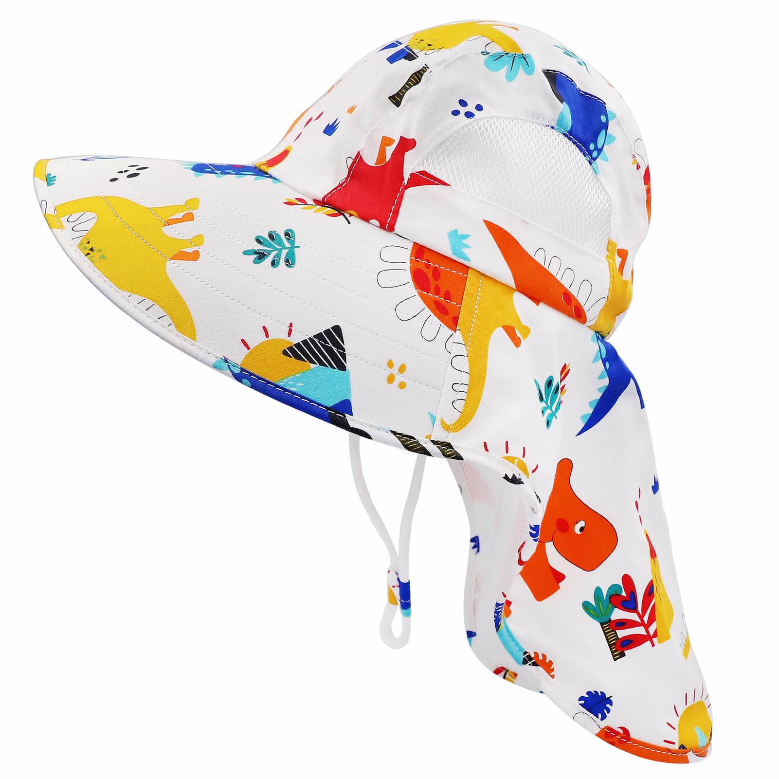 FenFang Sombrero de Sol Verano Bebés, Gorro Pescador Playa Niñas Niños, Algodón Gorras Protección del Cuello Sun Hat Unisexo Sombreros ala Ancha Viajes
