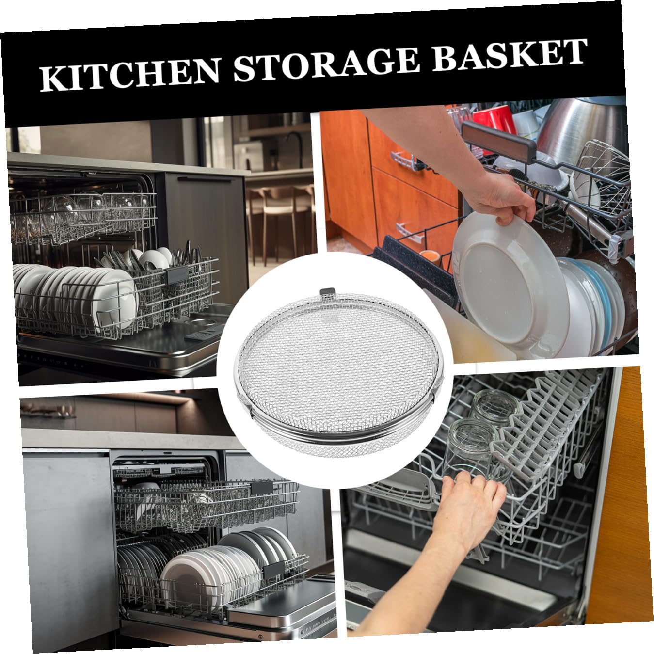 Cesta de Acero Inoxidable para Lavavajillas, Almacenamiento de Utensilios | Plata, Resistente a Alta Temperatura Drenaje de Agua, Accesorio de Cocina para Tenedores y Cuchillos Estilo Aleatorio