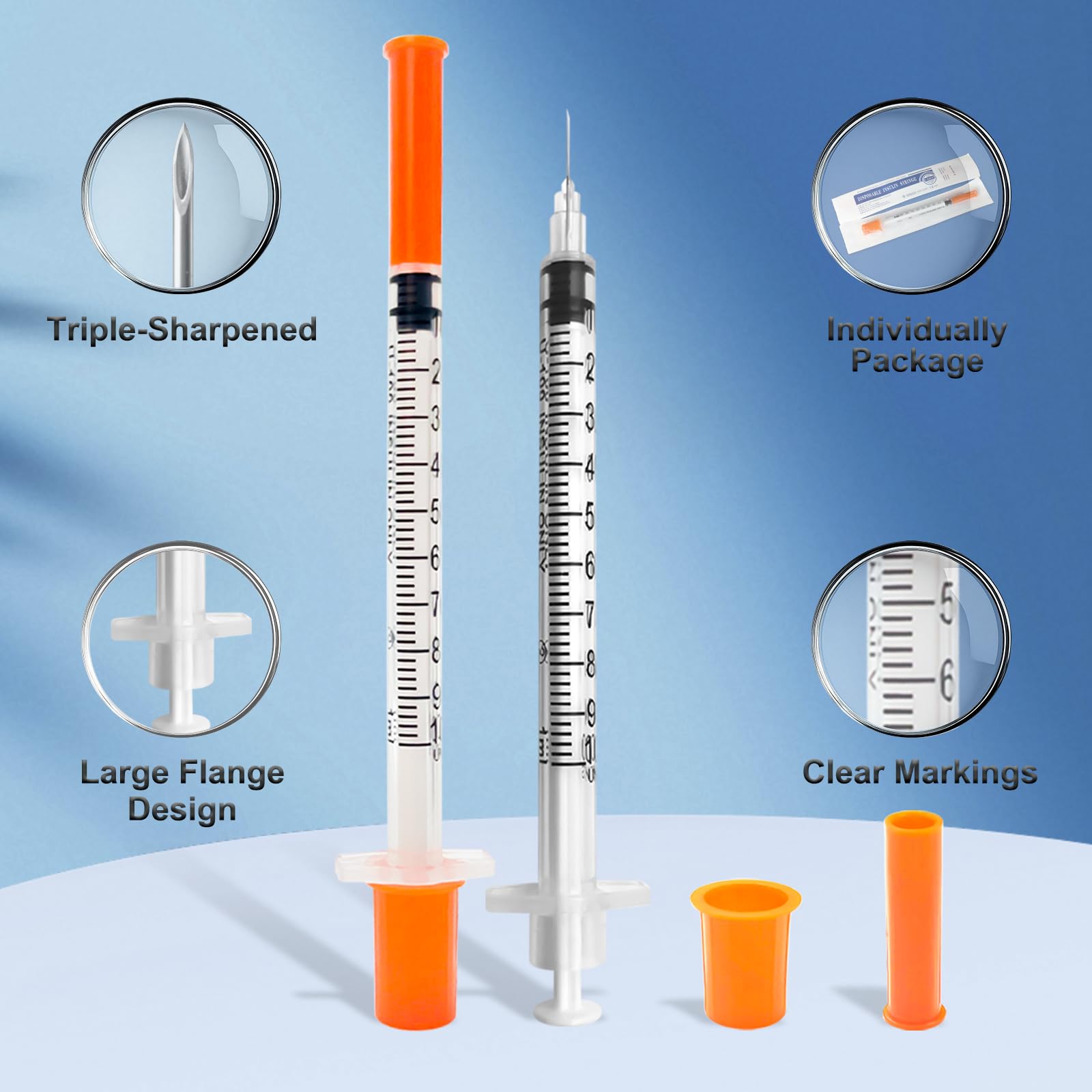 Siringhe da laboratorio da 1 ml, 31 g, 8 mm, confezionate singolarmente, confezione da 100
