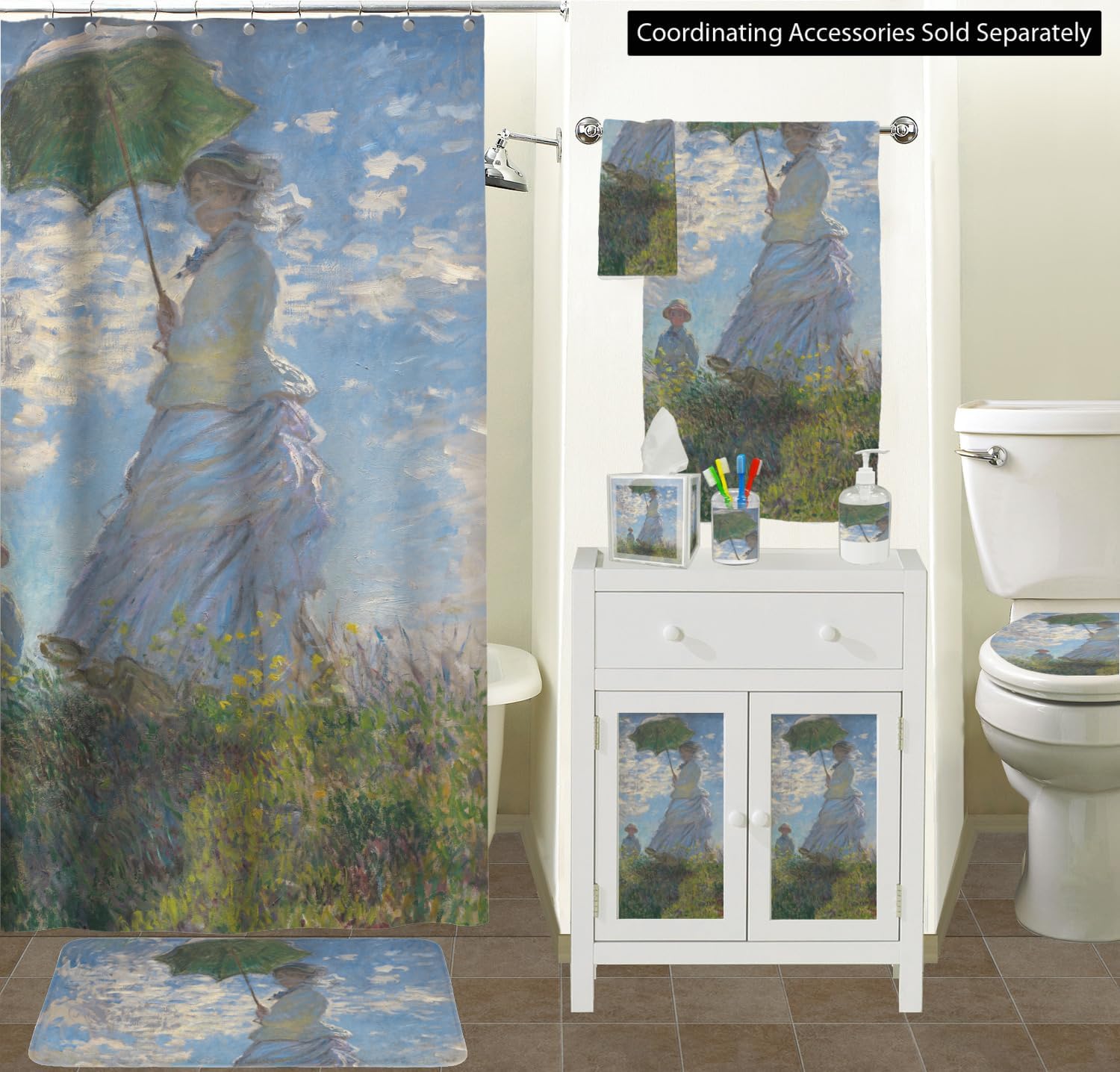 Promenade Woman by Claude Monet Waste Basket - Double Sided (Black)