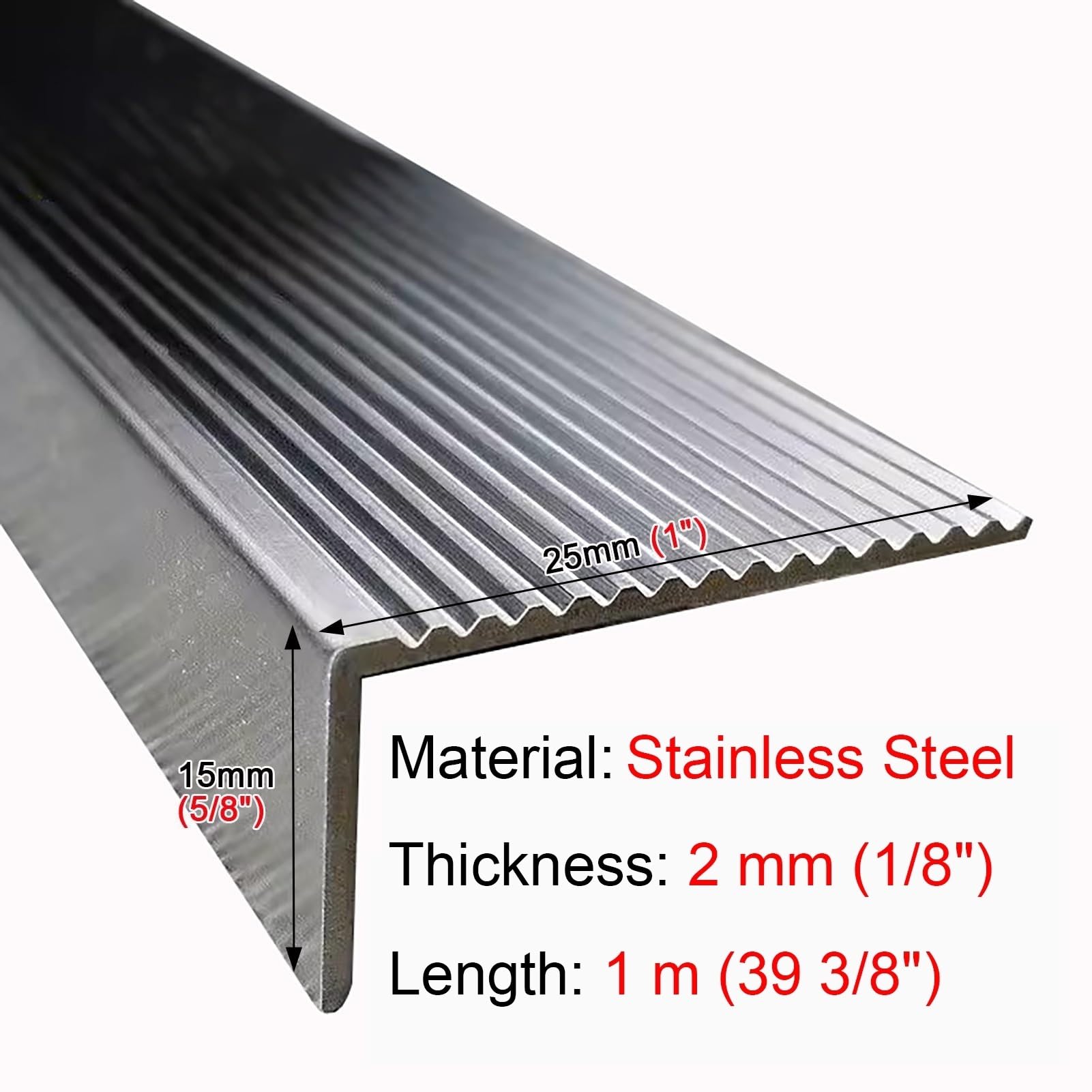 Perfil de transición for escaleras, Protector Borde Acero Inoxidable, Antideslizante, for Pisos Vinilo/laminados, moldura Decorativa for