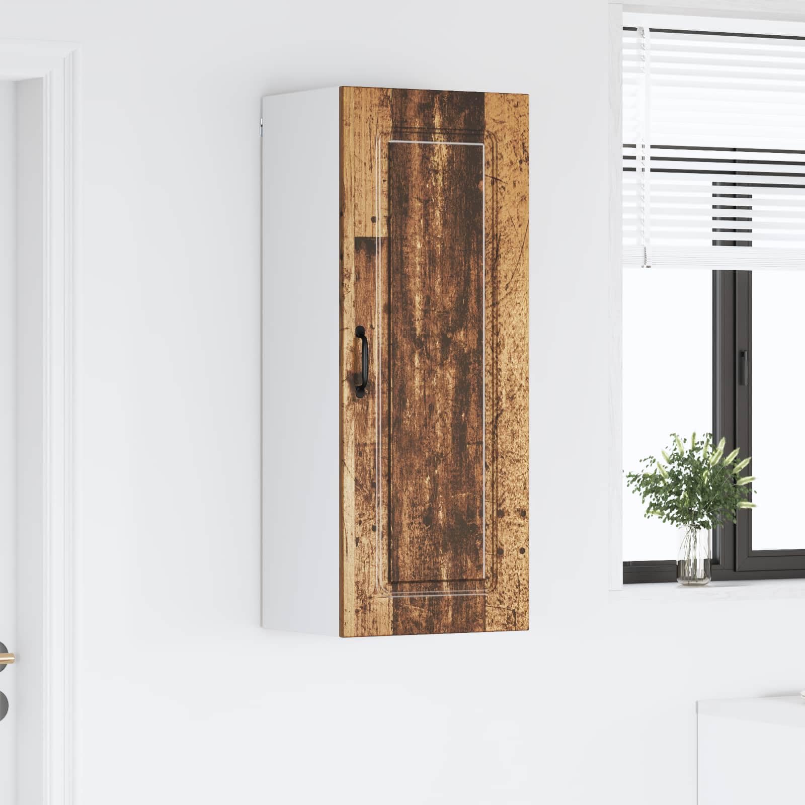 Mobile da cucina in legno, 40 x 31 x 100 cm, con 3 ripiani, 1 anta, per dispensa, stile credenza per interni