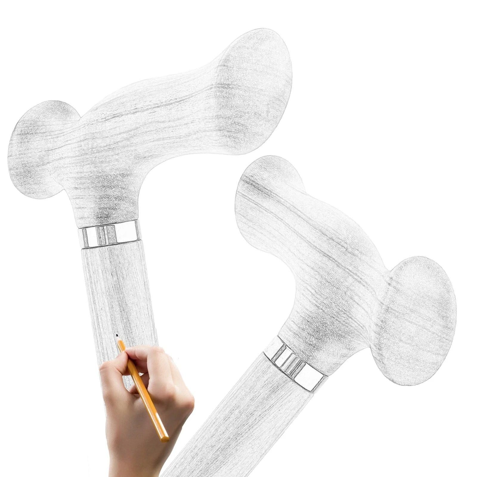 Bastone In Legno Bastoni da Passeggio In Bianco – Manico Ergonomico Leggero per Uomini e Donne Anziani, Supporto Quotidiano Uso Decorativo