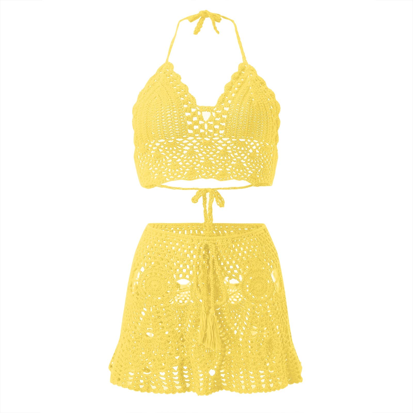 Bikini - Conjunto de traje de baño de verano de dos piezas para mujer, color blanco, talla XL