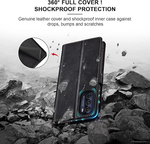 Miniatura 4 de Jasonyu Funda tipo cartera con tapa para Moto G Stylus 5G (2022), funda magnética de cuero con tarjetero y función atril, funda protectora duradera