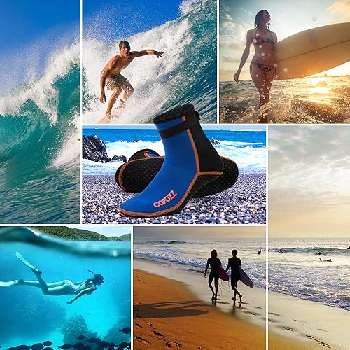 Miniatura 5 de COPOZZ Calcetines de buceo de neopreno de 0.118 pulgadas (0.118 in), antideslizantes para esnórquel natación, jóvenes, hombres y mujeres Corte alto