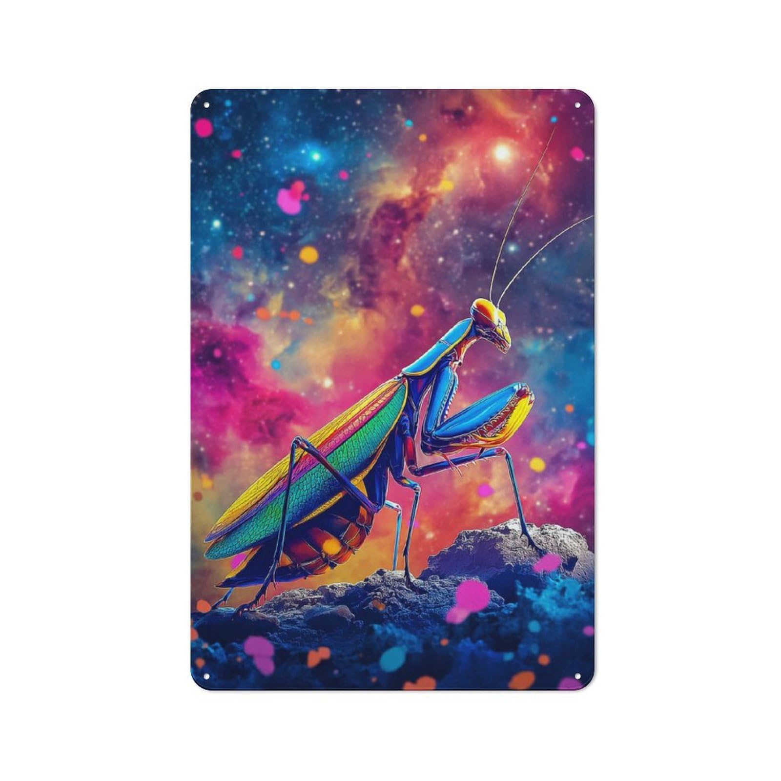 Junmoney Galactic Praying Mantis Cottage Metal Wall Decor 30X20cm, Shed Metal Sign For Conservatory, Home Bar Or Utility Room