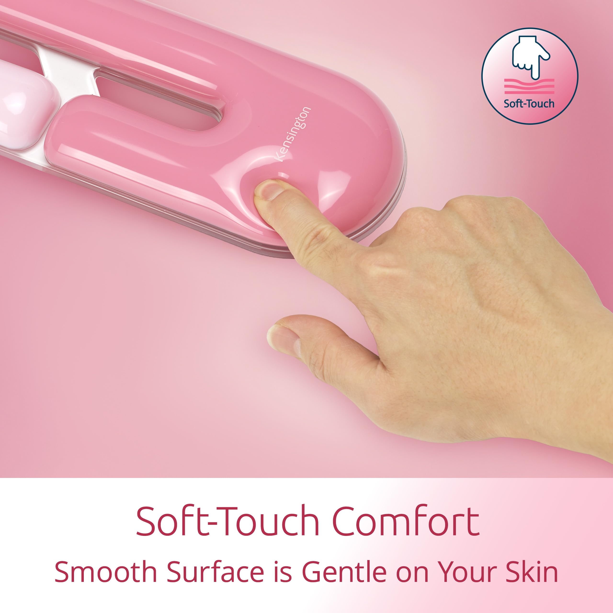 Kensington Duo Gel Loop Poggiapolsi per tastiera, cuscinetto da polso per tastiera standard, tappetino ergonomico per il polso, tappetino antiscivolo per computer con supporto per il polso, rosa, 45 x
