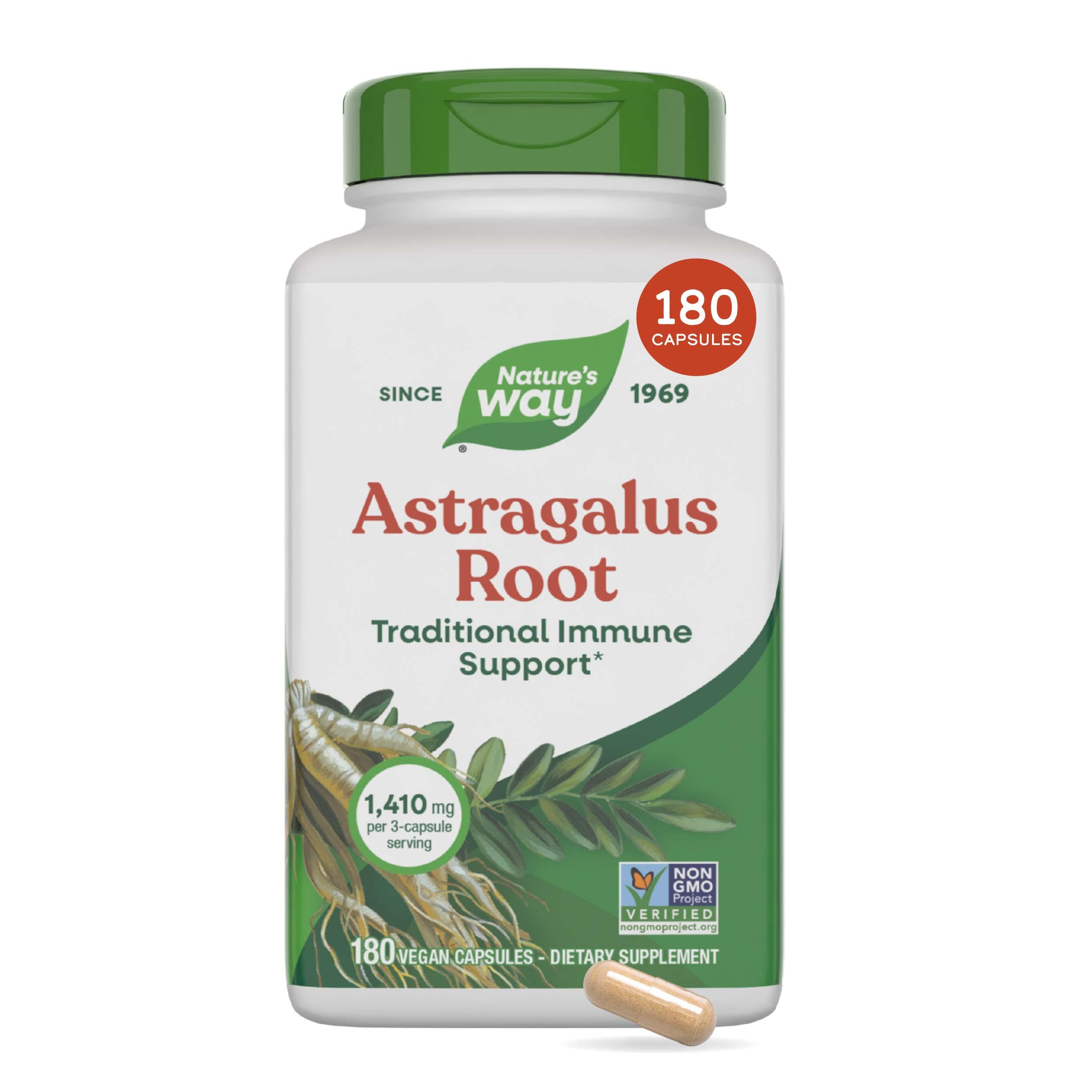 [BRSWIYT3BJ5WCEL4] Nature's Way Astragalus Root, Traditional Immune Support*, Non-GMO Project Verified, Vegan, 180 Capsules