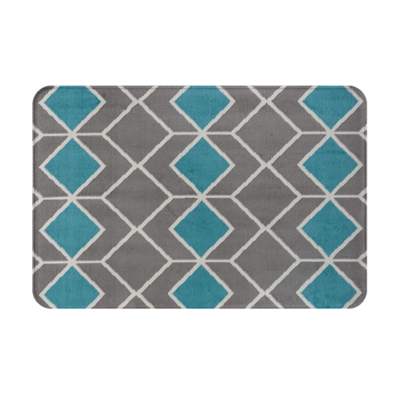 EVIUS Blue Grey Lattice Doormat Decorative Area Rugs, Outdoor Fun Welcome Mat, Front Doormat 60cm X 40 Cm, Personalised Decorative Rugs For Home Entrance, Staircase, Patio Entrance