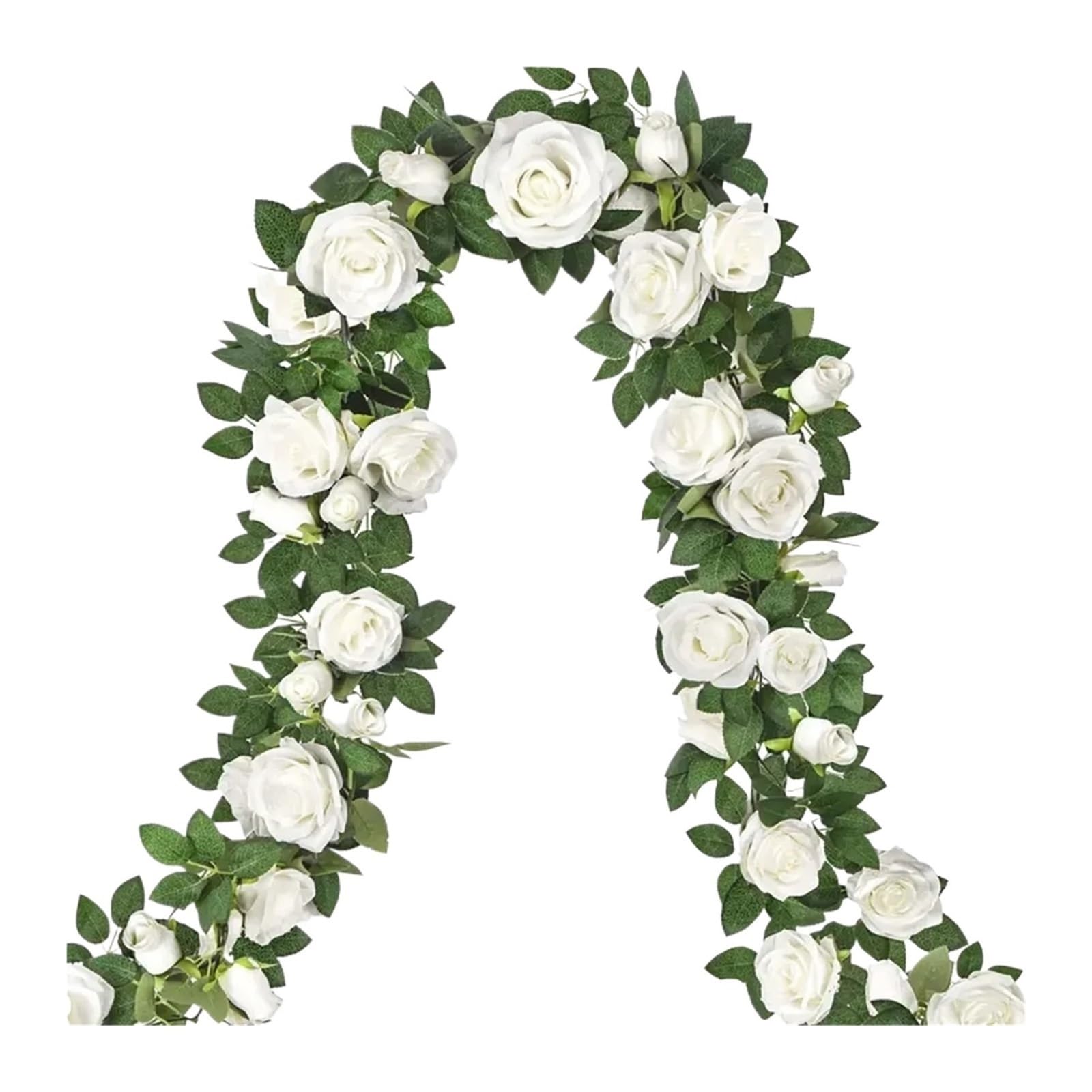 Künstliche Greenery Girlande künstliche Blumen, 3 stücke 19,5 ft Künstliche Blumengirlande Mit Weißen Rose, for Hochzeit Bogen Garten Hintergrund for Dekoration