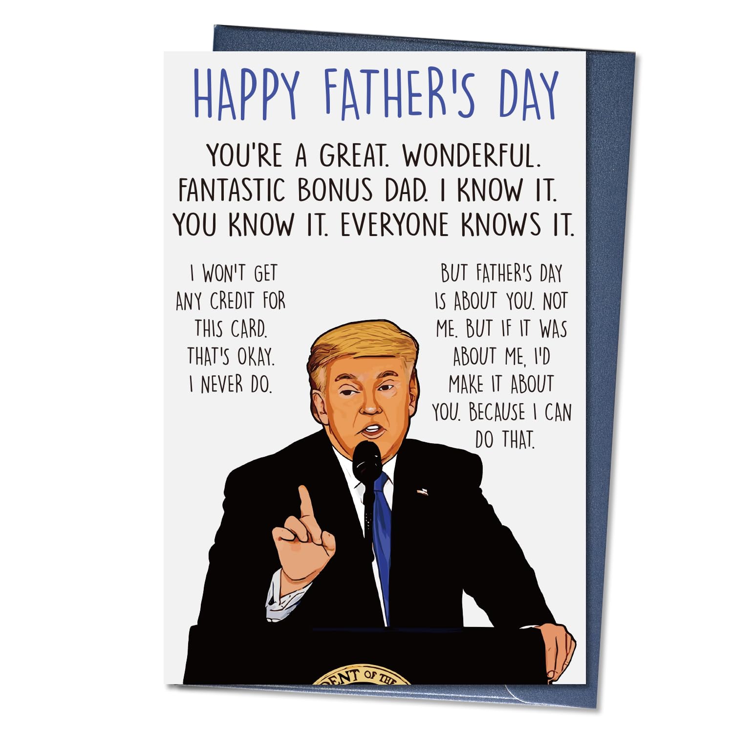 Ithmahco Step Dad Fathers Day Card, Funny Stepdad Gifts from Stepdaughter Stepson, Humorous Card for Stepfather, Bonus Dad, Stepdad Father's Day Gift