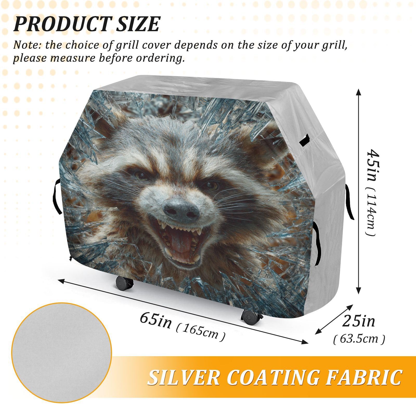 Fundas para ahumadores de 65 pulgadas, resistentes al viento, para exteriores, diseño 3D de mapache de animales enojados
