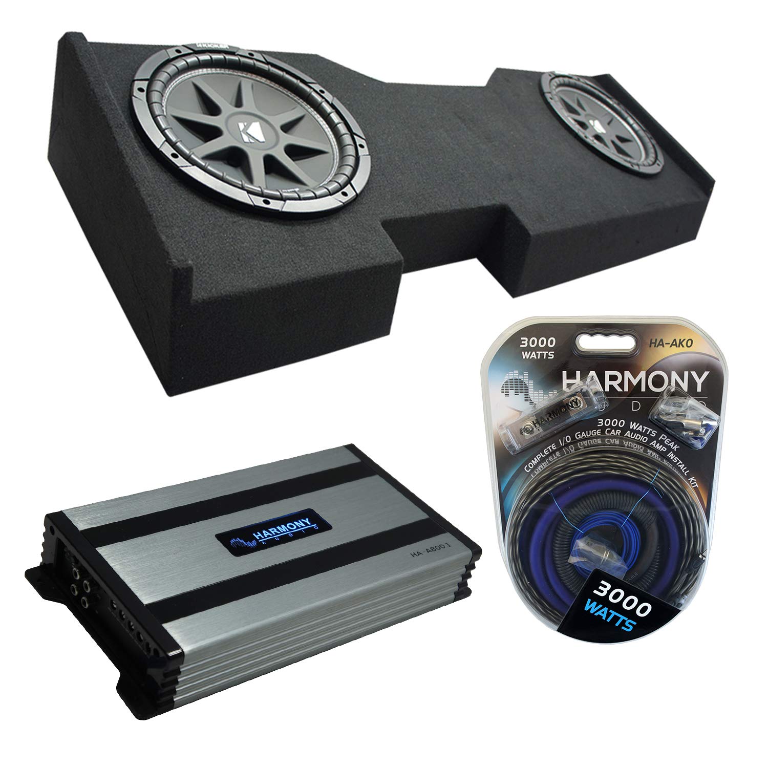 Harmony Audio Compatible with 2014-2018 GMC Sierra Crew Cab Kicker Bundle Comp C12 Dual 12