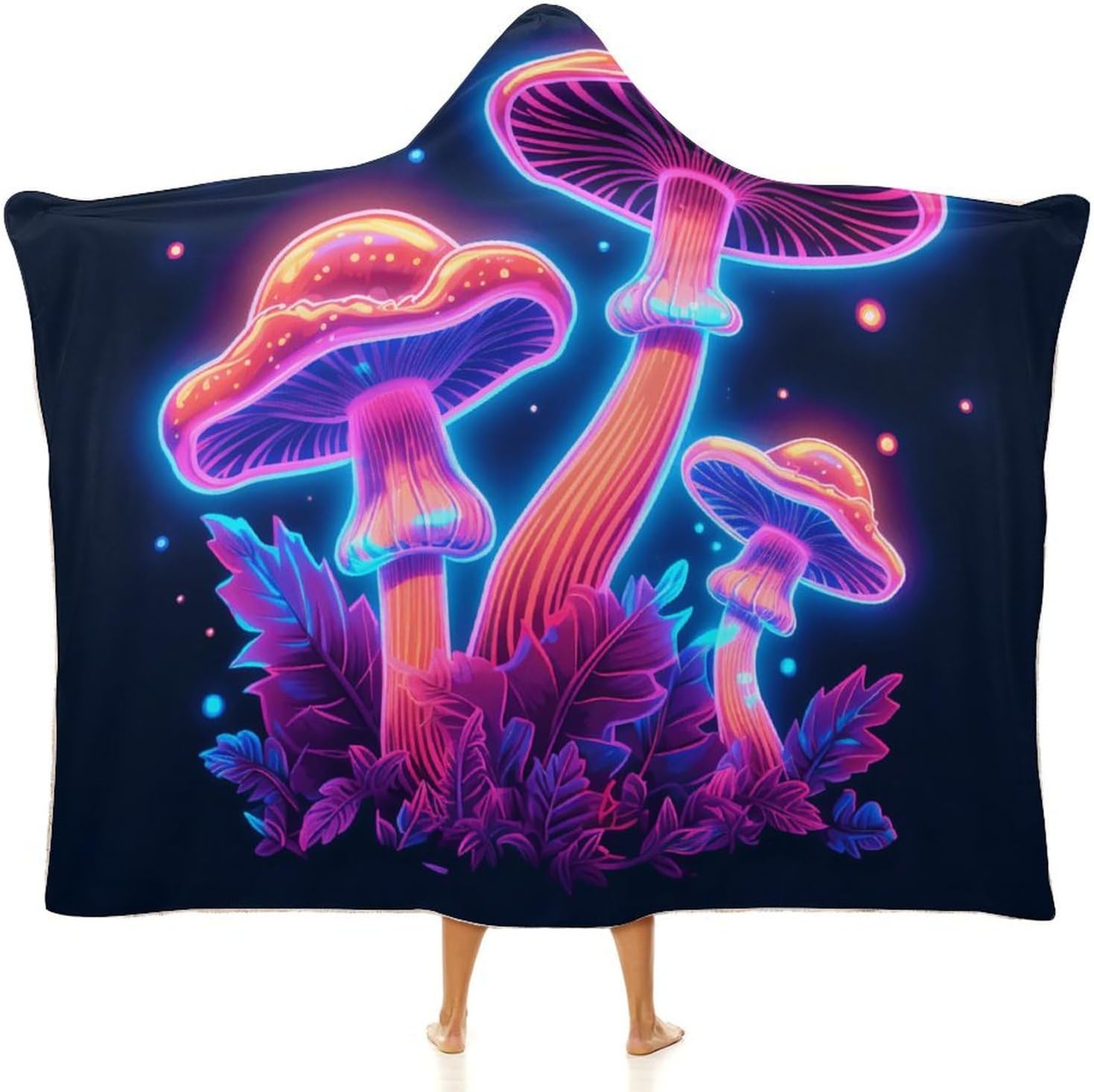 Wearable Blanket Hoodie Mushroom, Multi-size Hooded Blanket, Gift for Mom Women Wife Girlfriend Men Adults Teens, Warm Cozy Wearable Blanket with Hood-C1-L