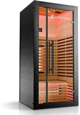 ARTSAUNA® Infrarotkabine Trondheim90 Natur - Vollspektrum 1705 W | Saunakabine mit Vollspektrumstrahler & LED-Beleuchtung, Bluetooth-Audio & App-Steuerung