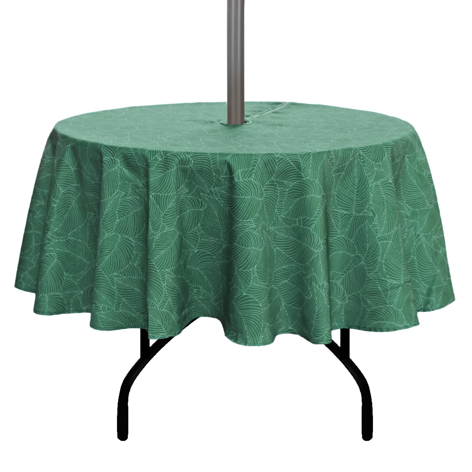 youngseahome Outdoor Tablecloth Water Resistant Polyester Fabric Summer Table Cover with Zipper Umbrella Hole for Picnic/Party/Dinner/Patio Garden (70Inch Round,Leave) — image 1