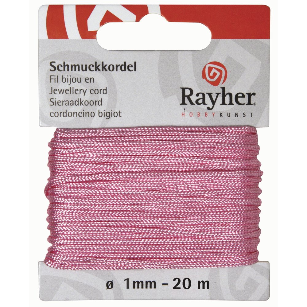 Rayher 8947316 Jewellery Cord Diameter 1 mm SB-Card 20 m Pink