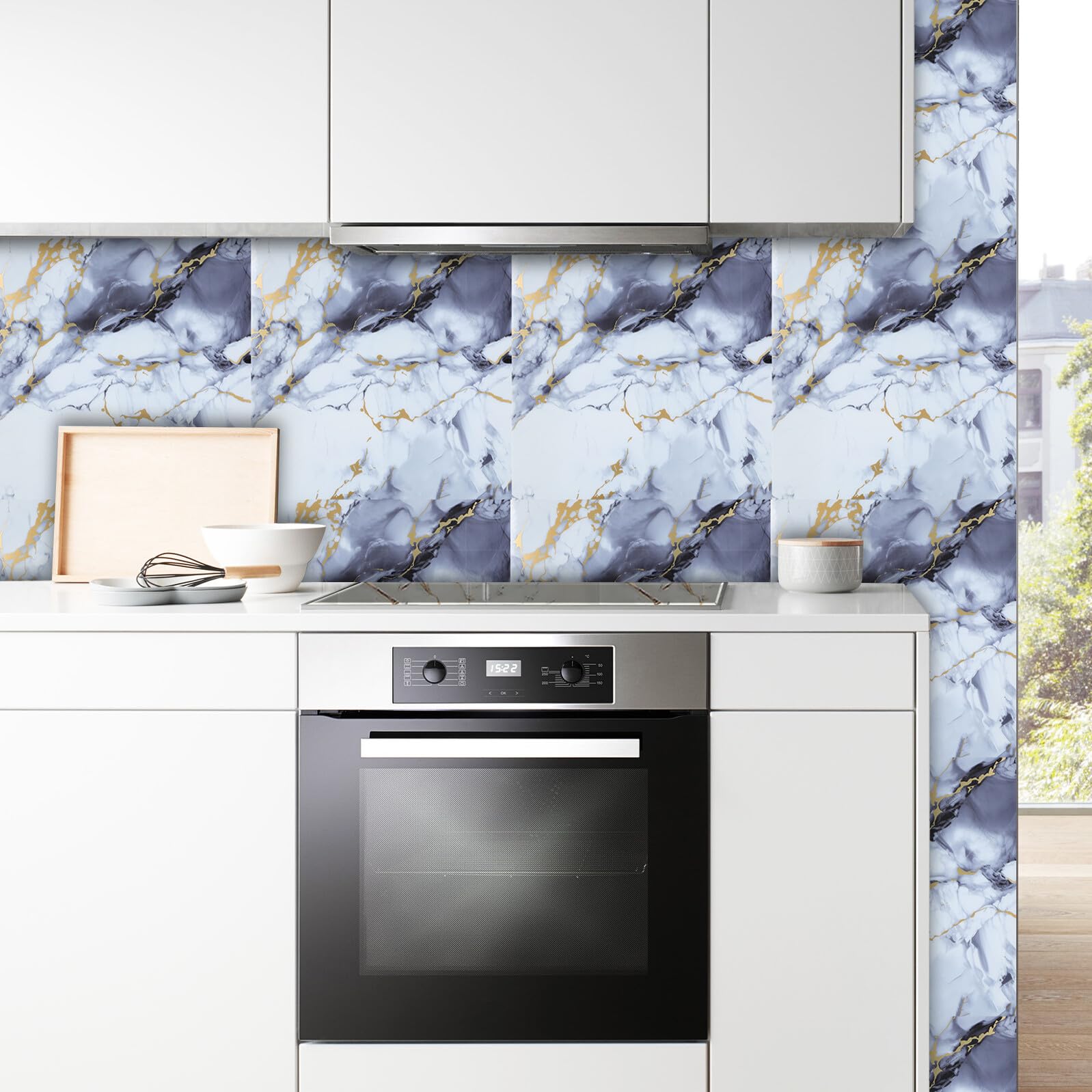 40 Pièces Peel And Stick Marble Wall Tiles Self-adhesive Panels For Kitchen Bathroom Ceiling Renovation And Easy DIY Home Decor