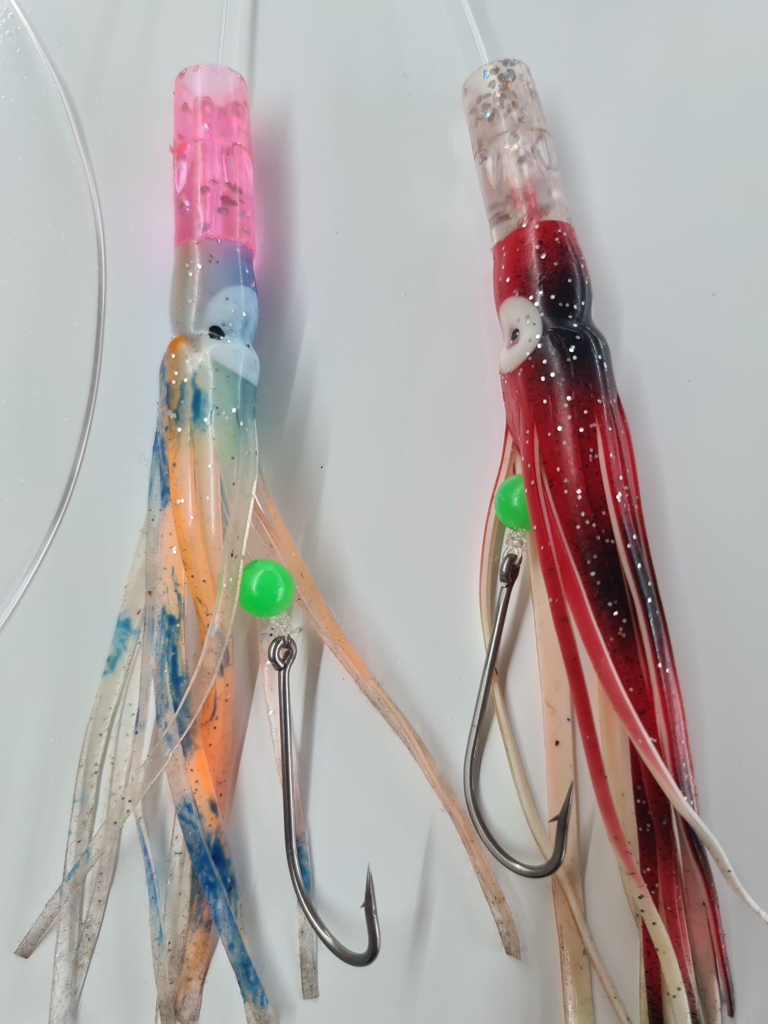 Generico Kit Artigianale Tricolore per Pesca A Traina Tonni, Tonnetti, Lampughe e Palamiti. Artificiale da Mare Triplo Teaser e Doppio Octopus Armato.
