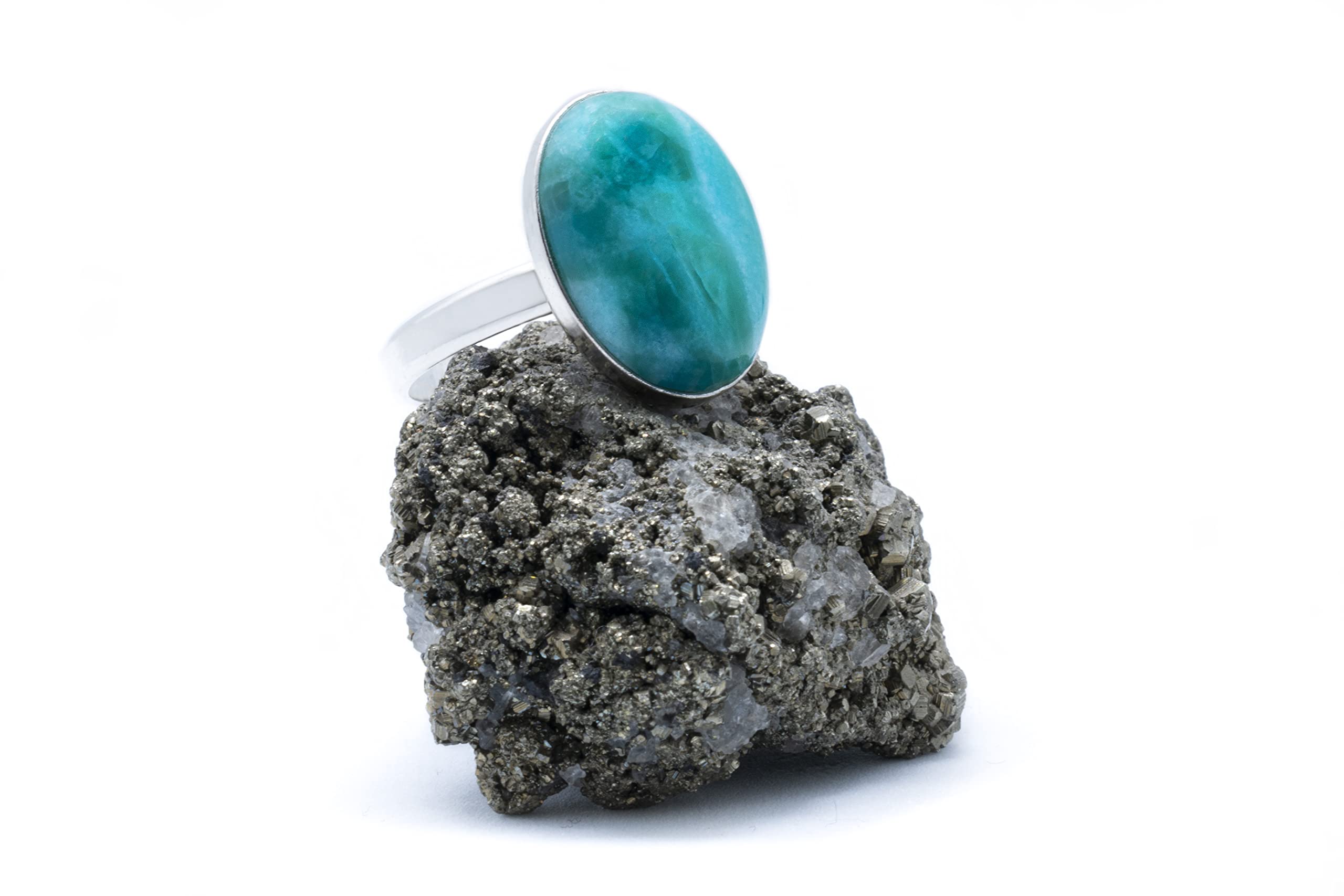 Anillo de Plata 925 con Jade Azul (Piedra Natural) 18x13mm - Disponible Anillo Ajustable y Fijo, Tamaño de XS a XXXL, para Hombre, para Mujer - Caja Regalo Gratis
