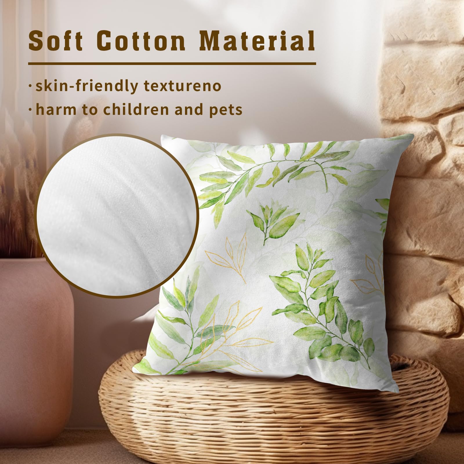 COCOPLOCEUS Juego De 2 Fundas De Almohada De Color Verde Salvia De 18 X 18 Pulgadas, Fundas De Almohada Decorativas De Algodón Lavado Con Piedra Para Sofá, Silla, Cama Y Automóvil