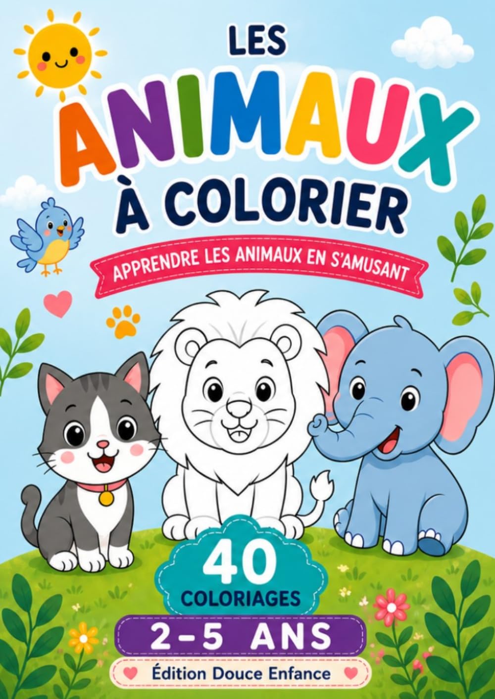 Les Animaux à Colorier: Livre de coloriage enfants 2-5 ans: 40 dessins simples pour apprendre les animaux en s'amusant - Idéal maternelle