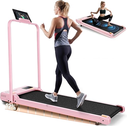 Miniatura 10 de ANCHEER Cinta de correr con asas y 12% de inclinación - 2s plegable/Capacidad máxima de 320 lb Almohadilla para caminar - Cintas de correr plegables