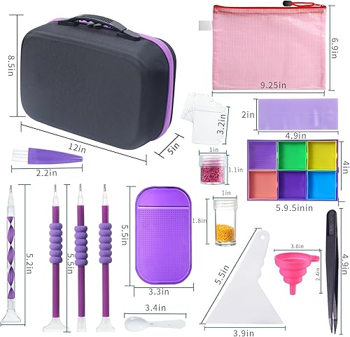 Miniatura 10 de Douorgan Contenedores de almacenamiento de pintura de diamante, 120 ranuras, accesorios y herramientas de pintura de diamante, organizador portátil