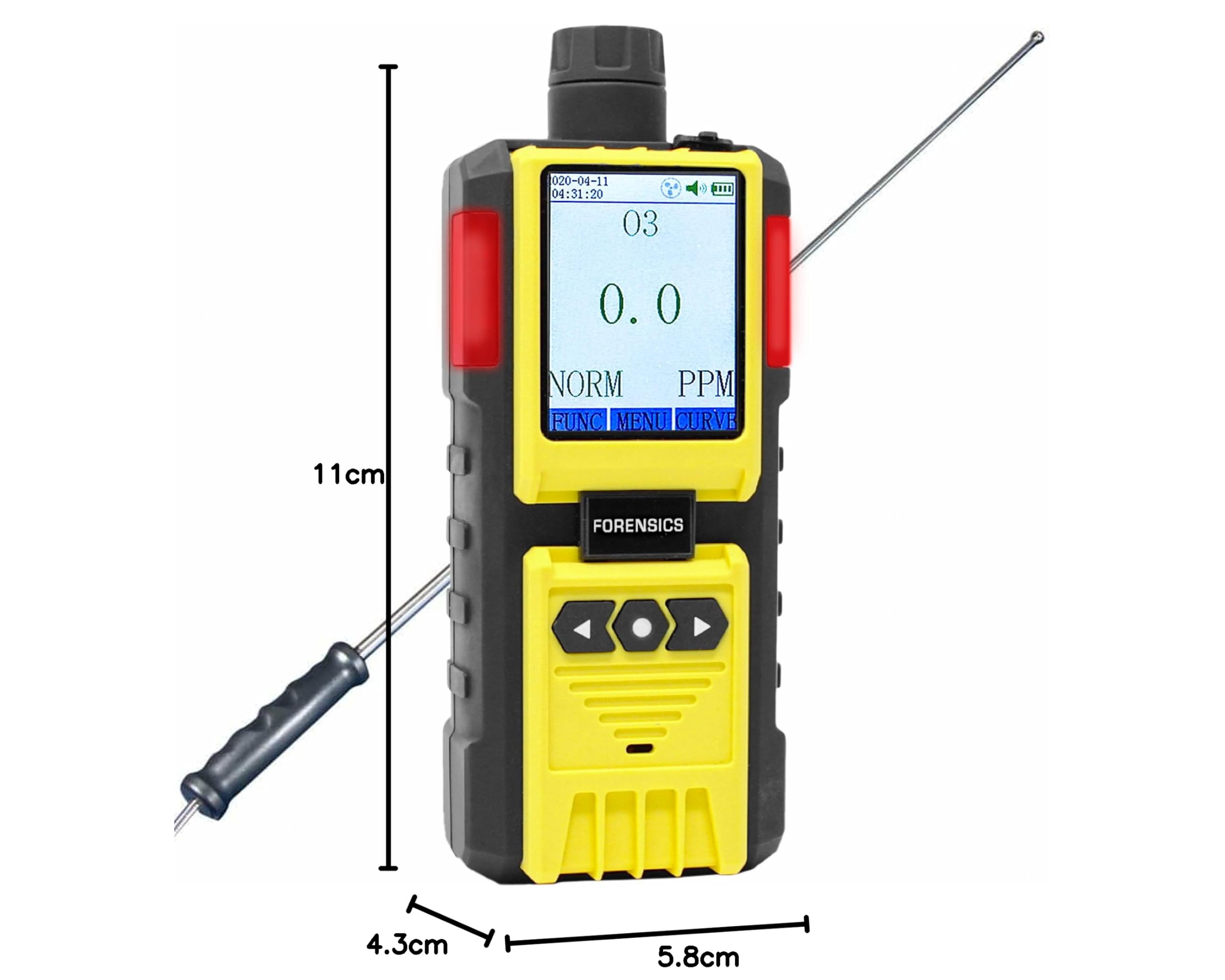 Detector de Ozono con Sonda de Bomba Integrada | Certificado de Calibración EU | 0–20 ppm con Resolución de 0,1 ppm