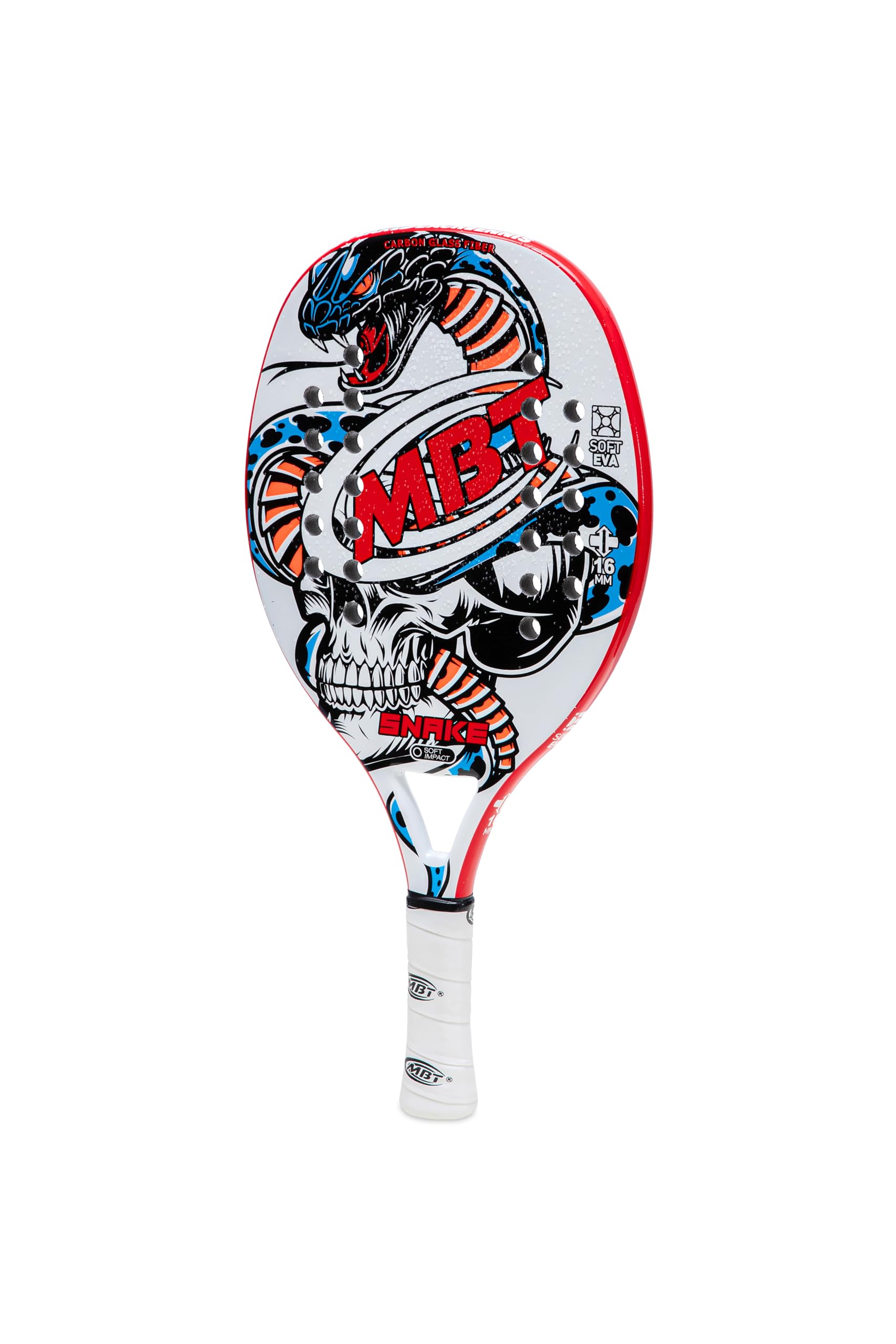 MBT JUNIOR FUN SNAKE Racchetta Beach Tennis carbonio fibra di vetro Eva Soft Profilo 16 mm