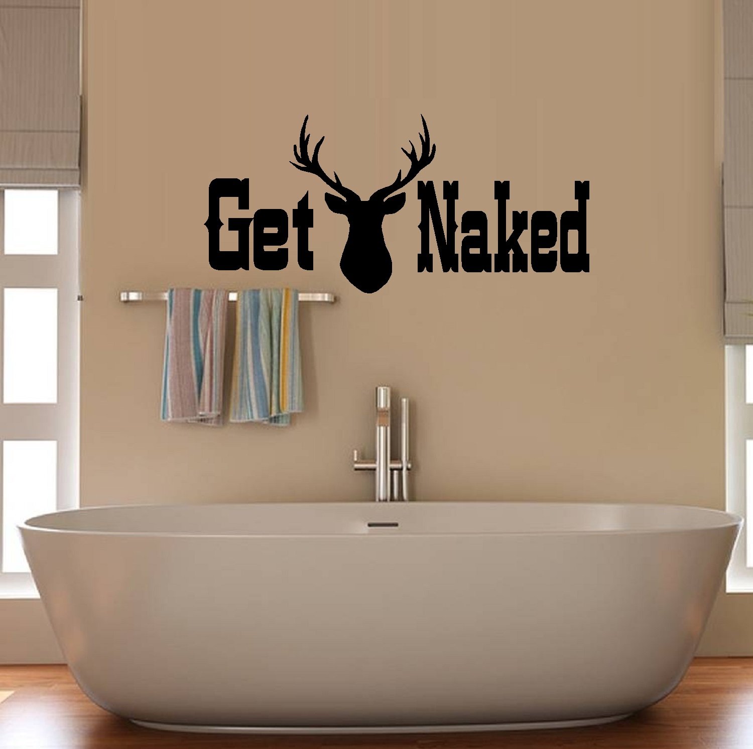 Get Buck Naked #2: Wall or Window Decal ~ 13" x 28" (Black)