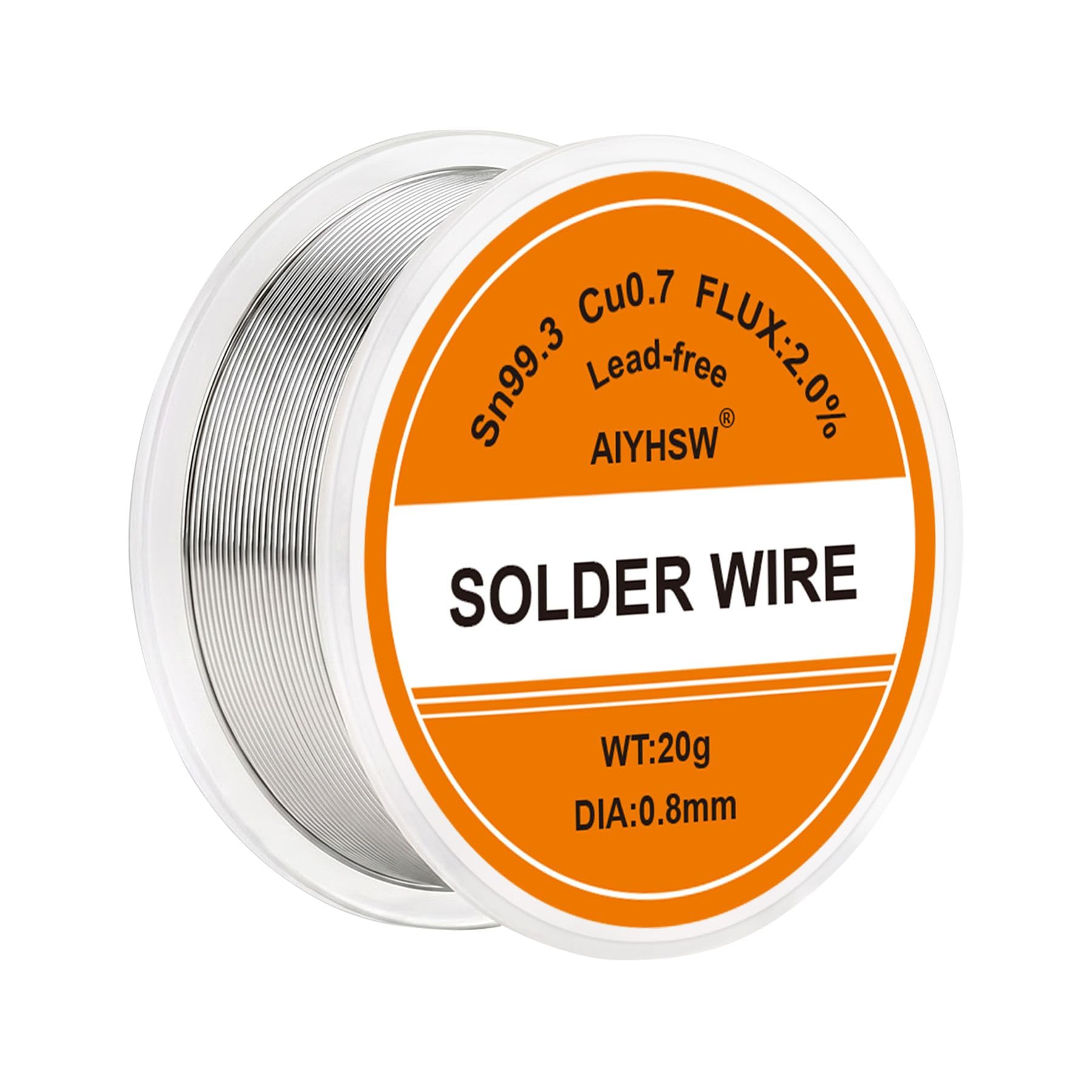 Alambre para Soldadura 0.8 mm 20g sin Plomo,Estaño para Soldar Electronica | Hilo de Soldadura con Núcleo de Colofonia Electronica Composición Sn99.3% Cu0.7% para Reparación y Componentes Electrónicos