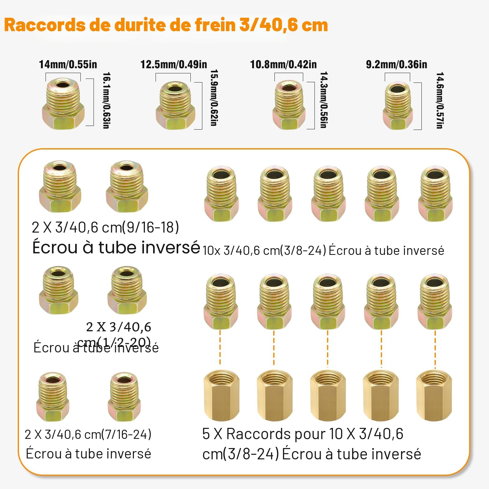 RUIZHI Kit D'évasement Universel pour Conduites de Frein, 7,62m Ø4,75mm Conduite de Frein avec 16 Connecteurs +5 Raccords, pour Conduites de Frein ou Hydrauliques