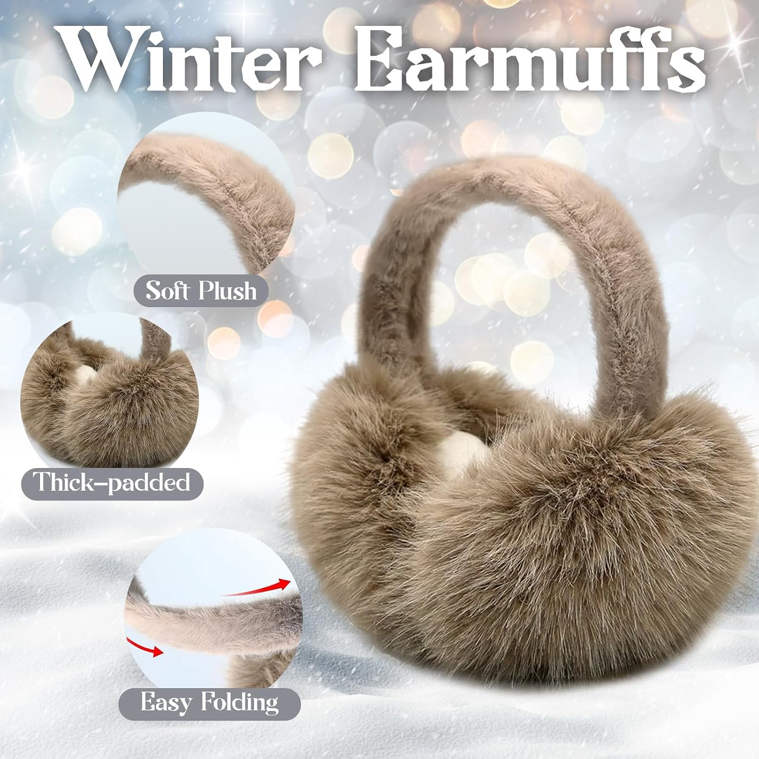 2 Pcs Ear Muffs for Winter Women Soft Cute Earmuffs Fluffy Outdoor Ear Warmers for Women Girls