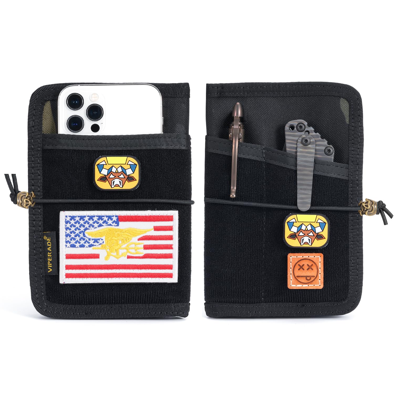 VIPERADE VE11 Pocket Journal Pouch, EDC Wallet Small Notebook Cover, Nylon Journal Cover for Field Notes, Utility EDC Organizer Pouch with DIY Patch