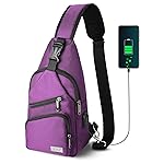 AMJ Crossbody Sling Bag Men Women, Casual Shoulder Backpack, Chest Daypack Satchel for Hiking Travel (Small, Purple)