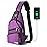 AMJ Crossbody Sling Bag Men Women, Casual Shoulder Backpack, Chest Daypack Satchel for Hiking Travel (Small, Purple)
