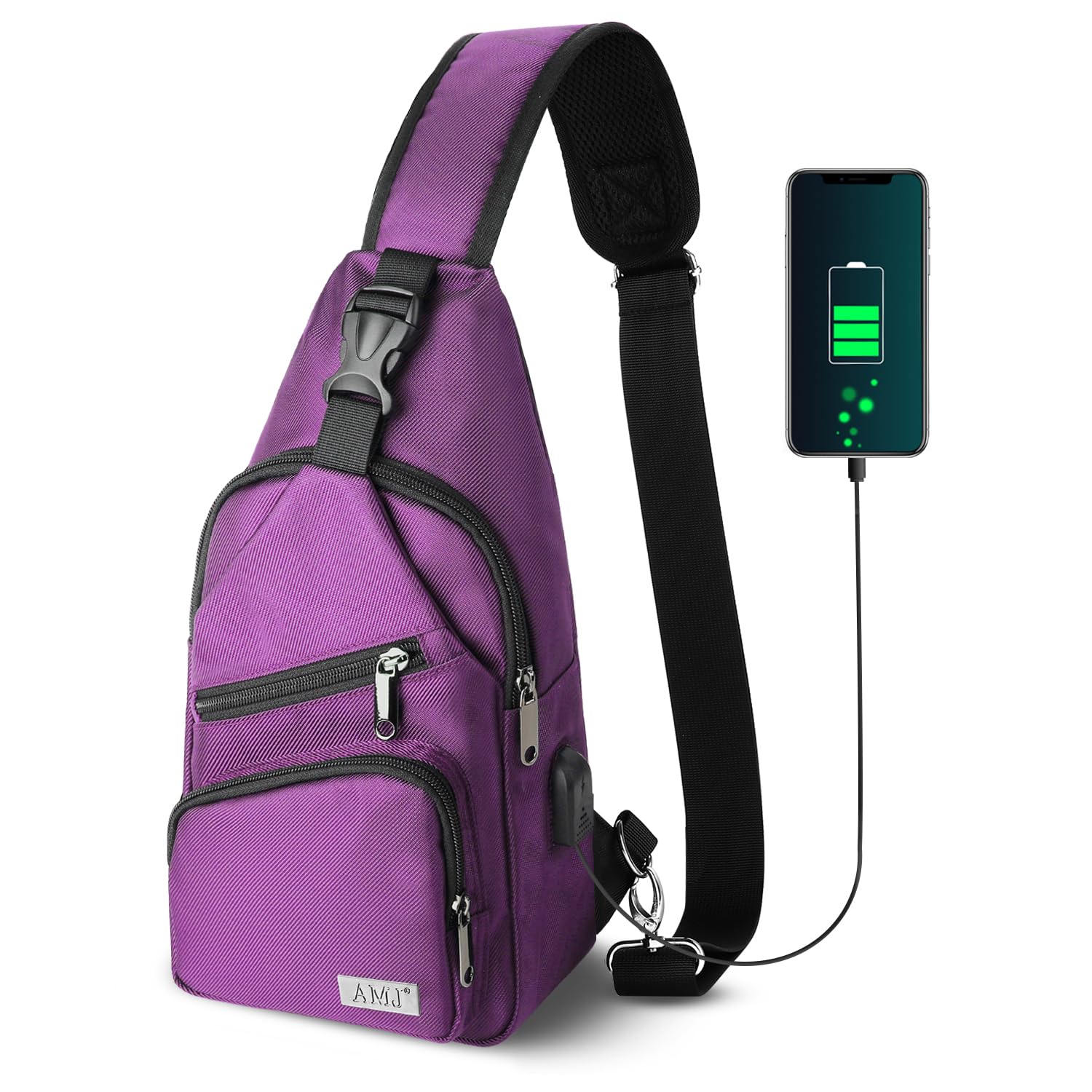 AMJCrossbody Sling Bag Men Women, Casual Shoulder Backpack, Chest Daypack Satchel for Hiking Travel