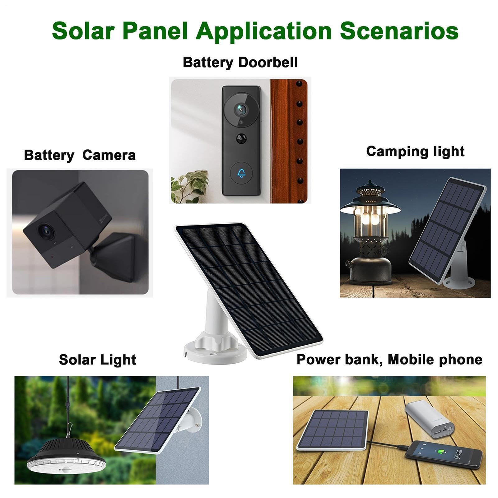 Pannello Solare per Telecamera di Sicurezza Supporto da Parete IP66 | Caricatore Solare Esterno per Telecamera per Campanello Luce da Campeggio Power Bank Casa Scuola Ristorante