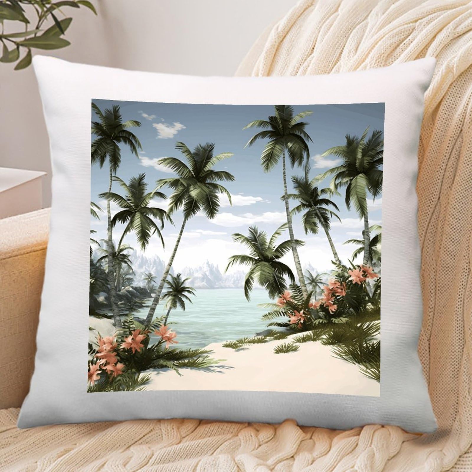 VstaDank Tropical Palm Trees Throw Pillow Covers Square Cushion Cases with Zipper Soft Cotton and Linen Pillowcase Luxury Cozy Pillows Shams Lumbar Pillow Shells for All Seasons