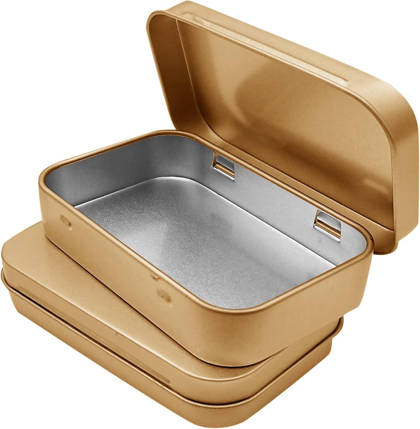 Premium Mini Metal Storage Tin Box with Hinged Lid Portable Rectangular Organizer Case for Jewelry Pills Earbuds Coins Crafts Gift Packaging & Travel Accessories - 2 (ROSE GOLD)-image-11