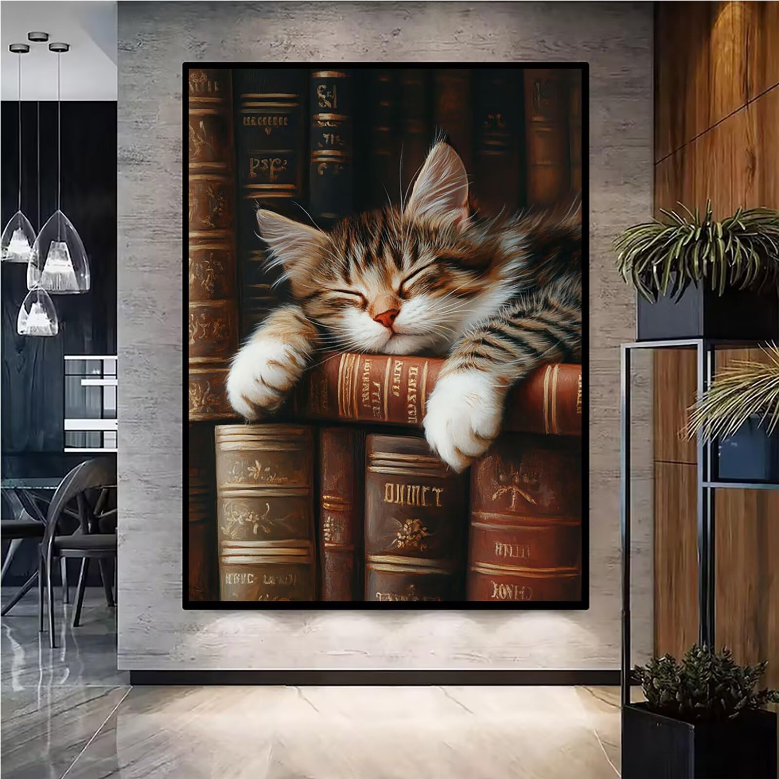 Diamond Painting Kit Completo, Diamond Painting Gatto, 5D Quadrato Pittura Diamante Kit Manualidades Adultos DIY Diamantini Crystal Art Disegni Ricamo Punto Croce Artigianale, 80x100cm Animale j0-747